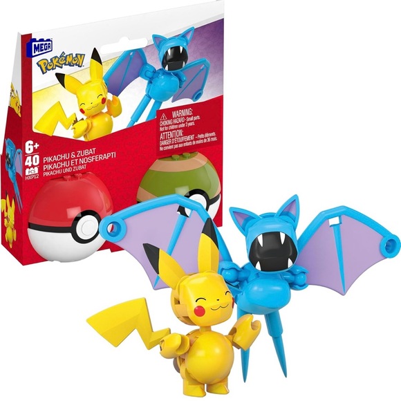 Pokemon Mega Construx Bloks Pikachu & Zubat Building Toy - NEW - Picture 1 of 3